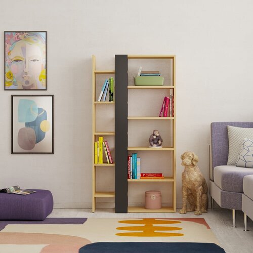 Marckeric Crna/u prirodnoj boji biblioteka u dekoru hrasta 80x152 cm Axel &amp;ndash; Slike