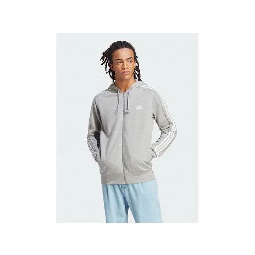 Adidas Jopa Essentials French Terry 3-Stripes Full-Zip Hoodie IC9833 Siva Regular Fit
