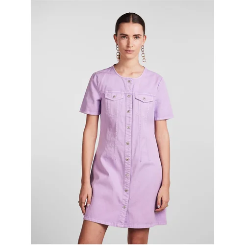 Pieces Light Purple Denim Shirt Dress Tara - Women