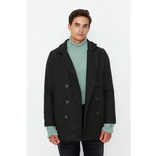 Trendyol Khaki Men's Double Breasted Closure Textured Coat