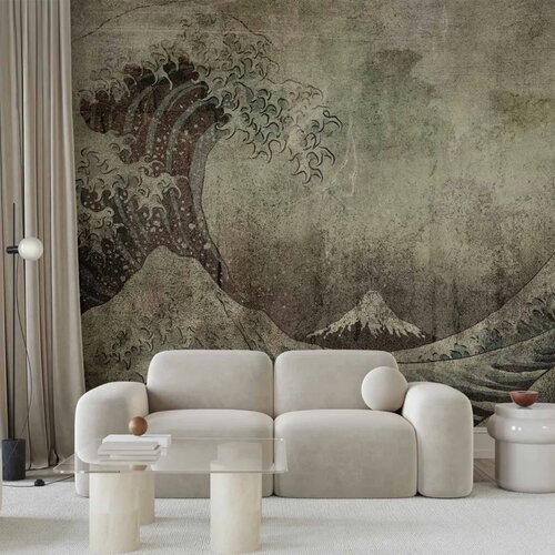  Foto tapeta - Great wave in Kanagwa in retro style - landscape of rough sea 100x70 Cene
