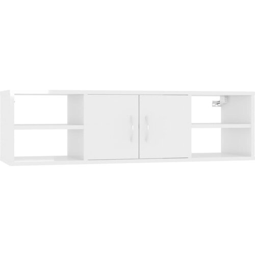 Maison Chic Stenska polica - Viseča Polica visok sijaj bela 102x30x29 cm inženirski les, (21793321) Slike