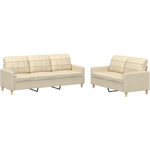  2-dijelni set sofa s jastucima krem od tkanine Slike