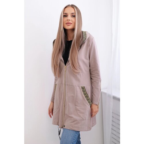 Kesi Sweatshirt with decorative belt dark beige Cene