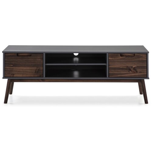 Marckeric Antracitno siva/temno rjava TV omarica iz masivnega bora 140x52,5 cm Nussa &amp;ndash; Marckeric Slike