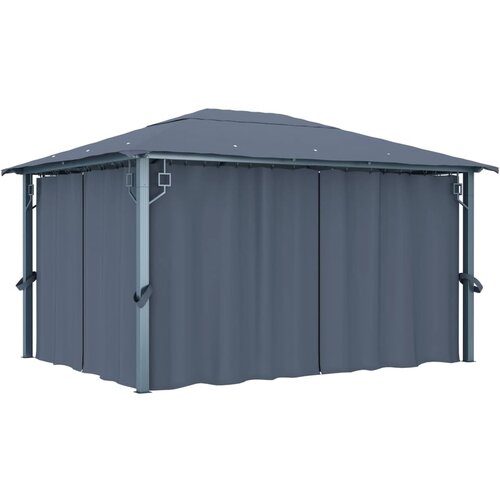 vidaXL paviljon z zaveso 400x300 cm antraciten aluminij Cene