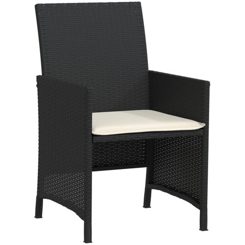  3-dijelni bistro set s jastucima crni od poliratana Slike