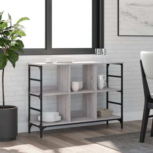 VidaXL Komoda siva boja hrasta 102 x 32 x 73 5 cm konstruirano drvo Slike