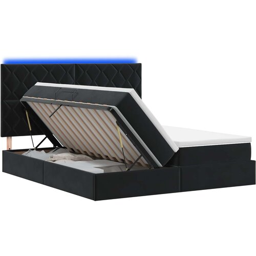  LED krevet za pohranu s madracem Crna 180 x 200 cm Bar&amp;scaron;un Slike
