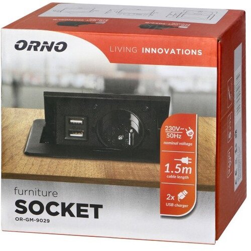 Orno OR-GM-9029(GS)/B vgradna pohi&amp;scaron;tvena vtičnica Schuko z 2 USB priključkoma Slike