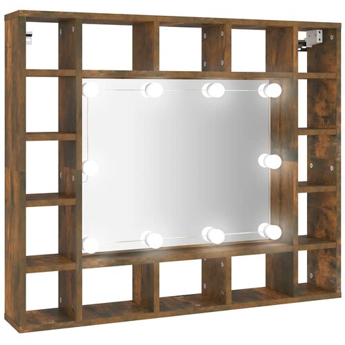  s ogledalom LED boja dimljenog hrasta 91x15x76,5 cm Slike