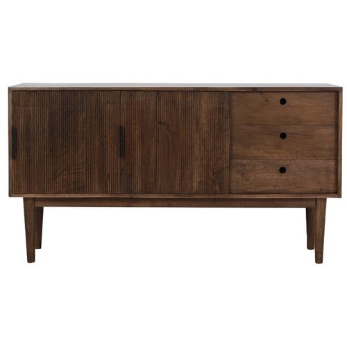Light &amp;amp; Living Temno rjava nizka komoda iz masivnega lesa 150x80 cm Bitika &amp;ndash; Slike