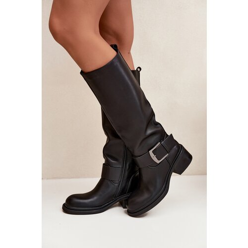 Boto Insulated Women's Boots on Block Heel with Buckle Black Raphaela Cene