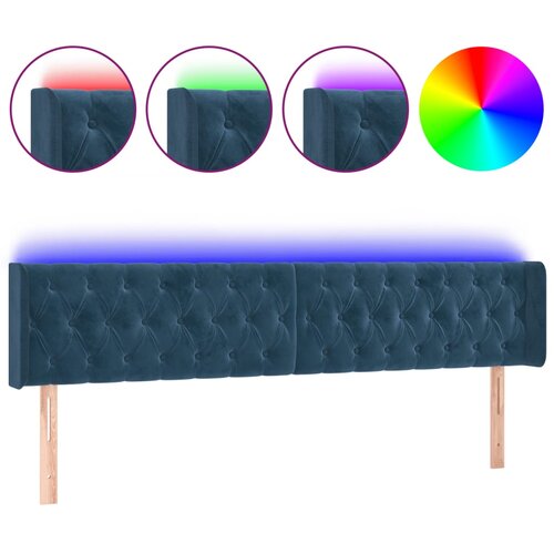 Maison Chic LED Posteljno vzglavje - Vzglavna omarica - Nočna omarica temno modro 183x16x78/88 cm žamet, (21709745) Cene