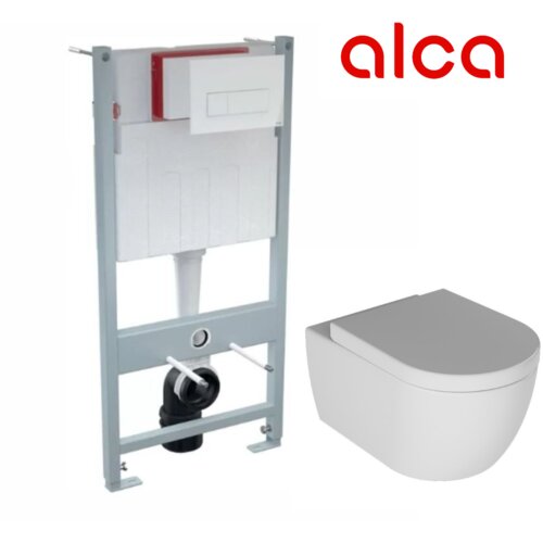 Alca SET UGRADNI VODOKOTLIĆ BELA TIPKA WC ŠOLJA GENOVA RIMLESS I WC DASKA Cene