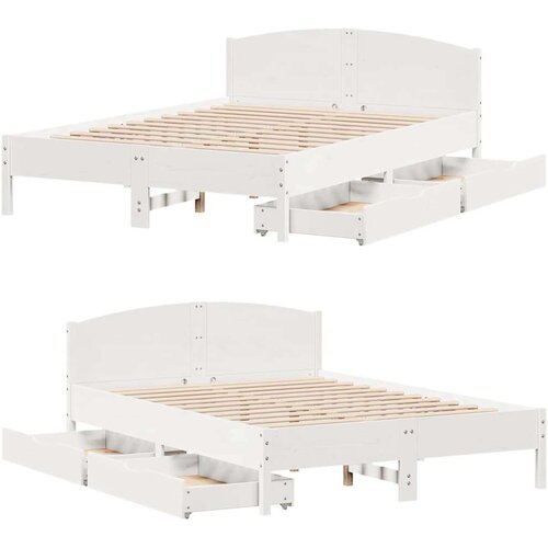 VidaXL Okvir kreveta bez madraca bijeli 160x200 cm od masivne borovine Slike