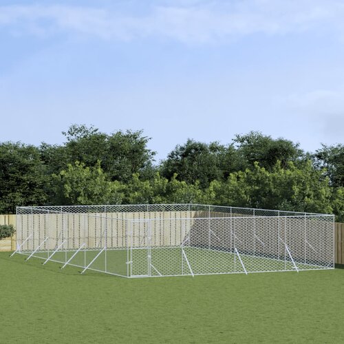 VidaXL Zunanja pasja ograda srebrna 8x12x2 m pocinkano jeklo Slike