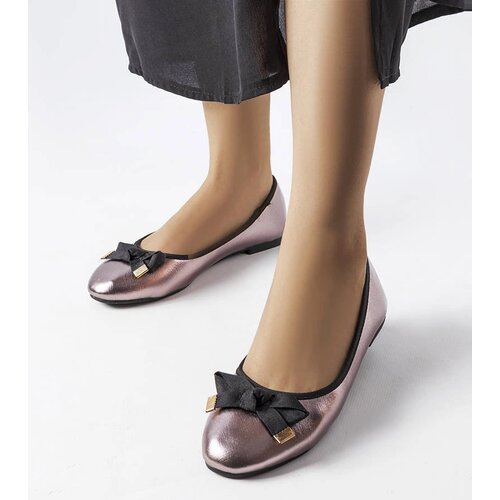 Gemre Silver metallic ballet flats with a bow Boro Slike