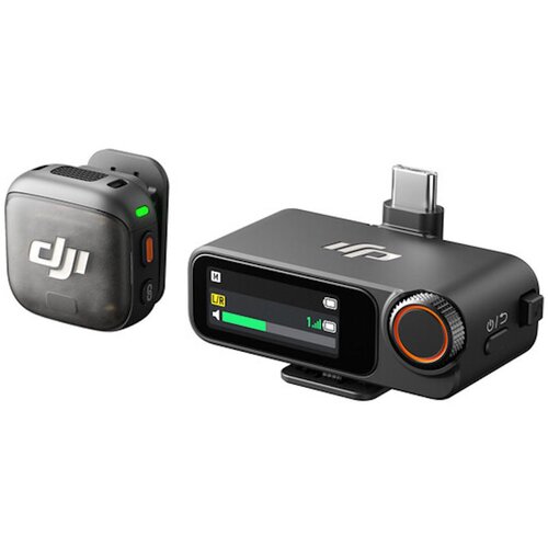 Dji Mic 3 (1 TX + 1 RX)Mikrofon,prenos do 250m,5.5h snimanja,48kHz 24 zvuk, 1x transmiter Slike