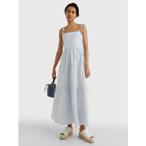 Tommy Hilfiger Light Blue Women's Striped Maxi-Dress Pop Stripe - Women