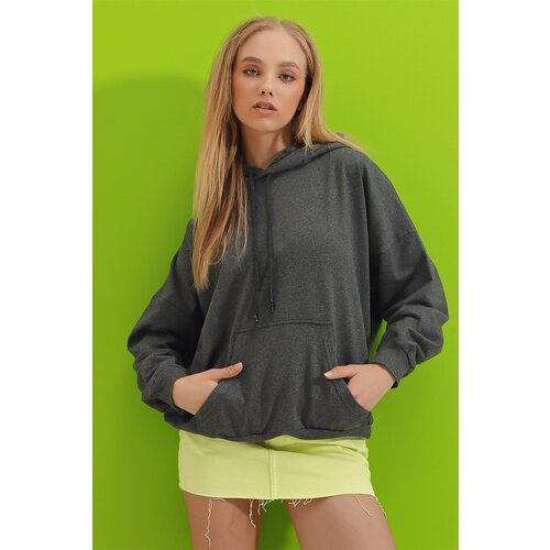 Trend Alaçatı Stili Sweatshirt - Gray - Regular fit Slike