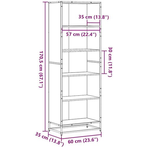 VidaXL Knjižna omara rjavi hrast 60x35x170,5 cm inženirski les Slike