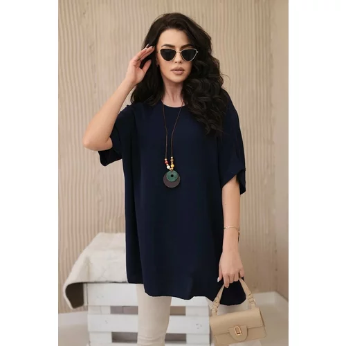 Kesi Oversized blouse with pendant in navy blue