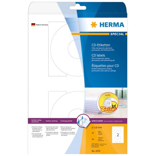  Etikete Herma No.4374 za CD, transparentne Slike