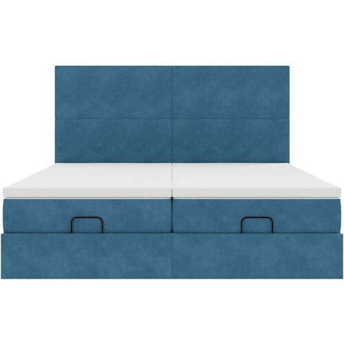 VidaXL Otomanski okvir kreveta s madracima plavi 180x200cm bar&amp;scaron;unasti Slike