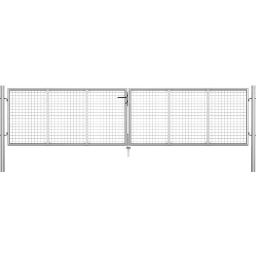 vidaXL vrtna vrata pocinkano jeklo 415x125 cm srebrna Cene