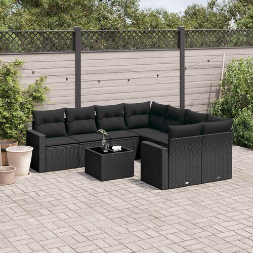  9-dijelni set vrtnih sofa s jastucima crni od poliratana Cene