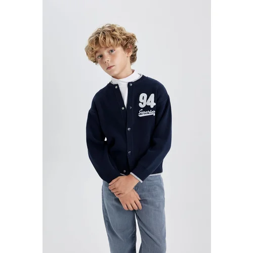 Defacto Boy's College Collar Bomber Knitwear Cardigan