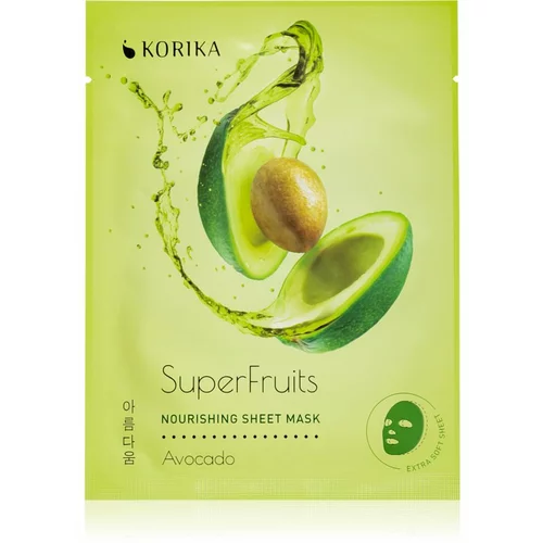 KORIKA SuperFruits Avocado - Nourishing Sheet Mask hranilna tekstilna maska Avocado 25 g