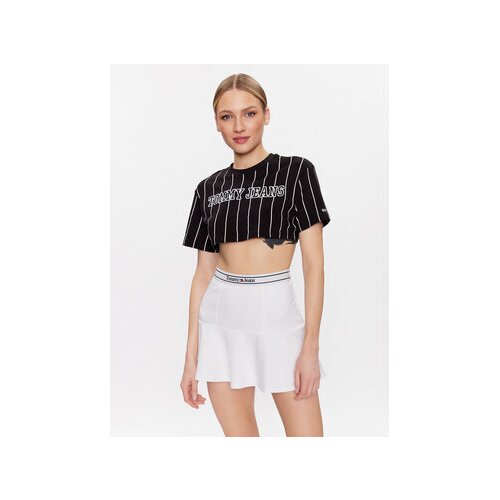 Tommy Jeans Majica DW0DW15464 Črna Cropped Fit Slike