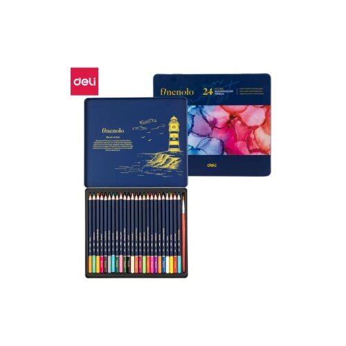  DRVENE VODENE BOJICE DELI UMETNIČKE 1/24 u metalnoj kutiji EC129-24 Slike