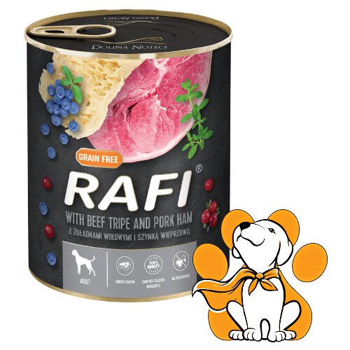 Rafi Dog Grain Free Beef Tripe & Pork Ham 800g, Vlažna Hrana Za Zdravu Probavu Cene