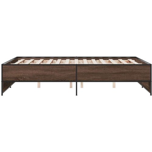 VidaXL Okvir za krevet smeđi hrast 120x190cm konstruirano drvo i metal Slike