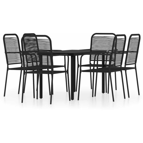  7-dijelni vrtni blagovaonski set crni Crna Dužina stola 140 cm Slike