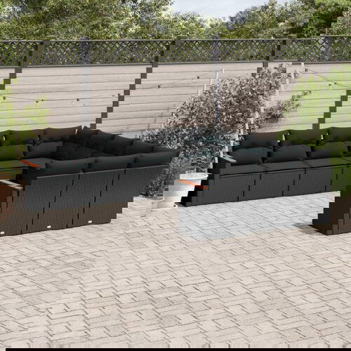 vidaXL 11-dijelni set vrtnih sofa od poliratana s jastucima crni Cijene