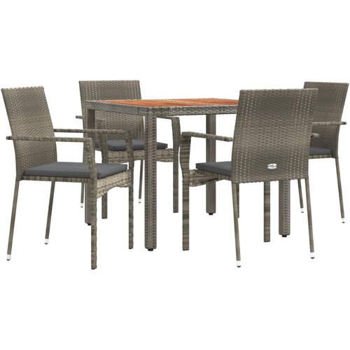  5-dijelni vrtni blagovaonski set sivi od poliratana Siva Dužina stola 90 cm Slike