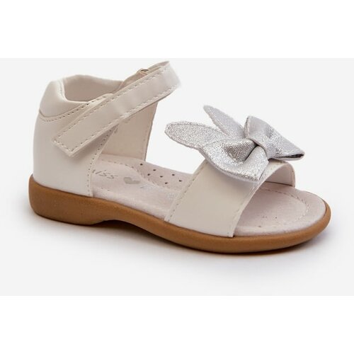 Kesi Children's sandals with bow, Velcro fastening, white Wistala Slike