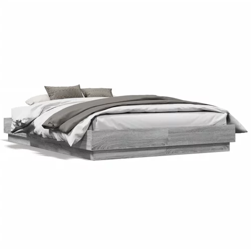  Okvir kreveta s LED svjetlima siva boja hrasta 135 x 190 cm