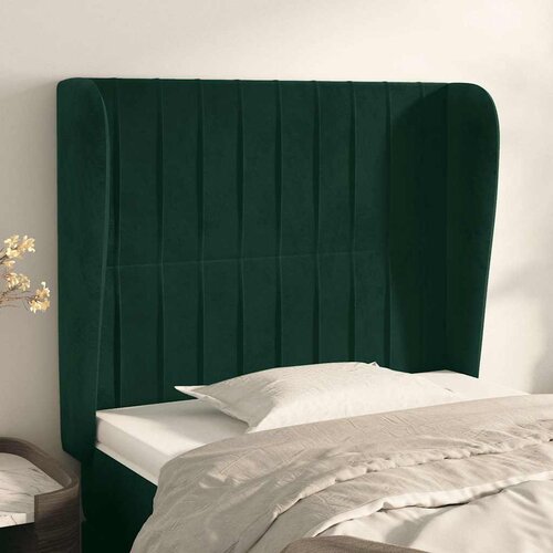  Uzglavlje s u&amp;scaron;ima tamnozeleno 103x23x118/128 cm bar&amp;scaron;unasto Slike