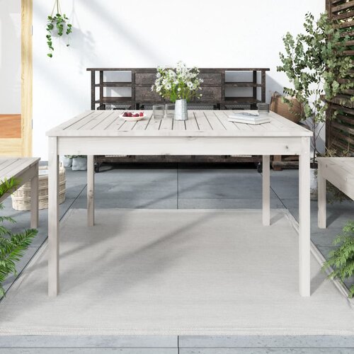 vidaXL Vrtna miza bela 121x82,5x76 cm trdna borovina Cene