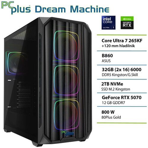 PCPLUS Namizni računalnik PCPLUS Dream Machine Ultra 7 265KF, 32 GB RAM, 2 TB SSD, RTX 5070 12GB |Gaming, (5000116221) Cene