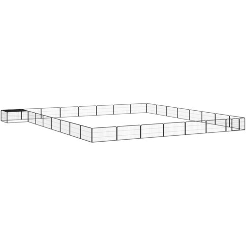  Ograda za pse s 32 panela crna 100 x 50 cm čelik obložen prahom Cene