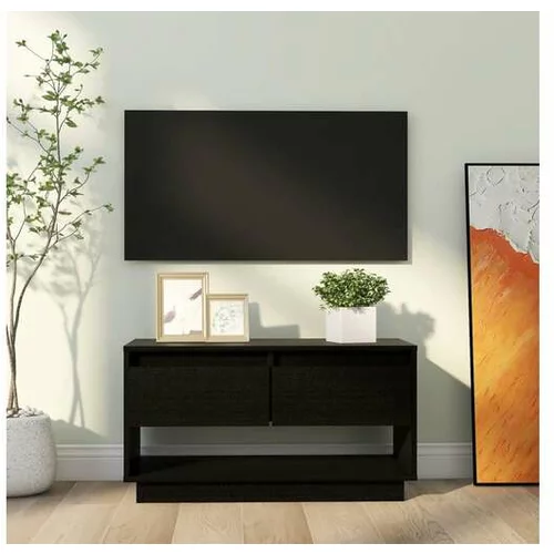  TV omarica črna 74x34x40 cm trdna borovina