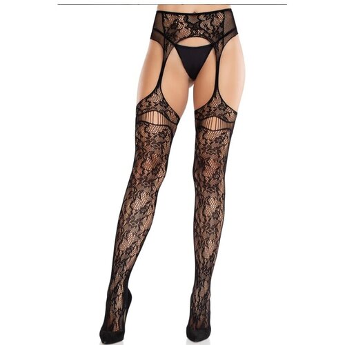 LEG AVENUE HOSIERY LEG AVENUE - LACE STOCKINGS WITH GARTERS BLACK Cene