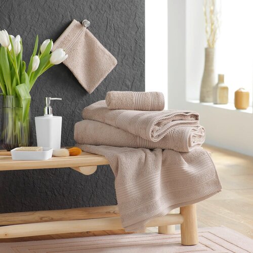 Douceur d int&amp;eacute;rieur Bež pamučni ručnik od frotira 70x130 cm Tendresse &amp;ndash; Slike