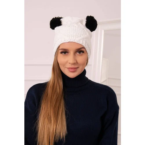 Kesi marka niezdefiniowana Cap with fleece 2 pompoms K291 white